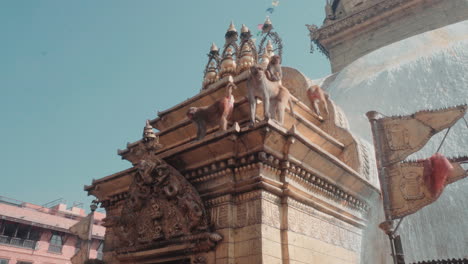 nepal temple monkeys sitting on top of swayambhunath temple