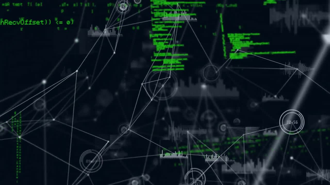 Animation of network of connections over data processing