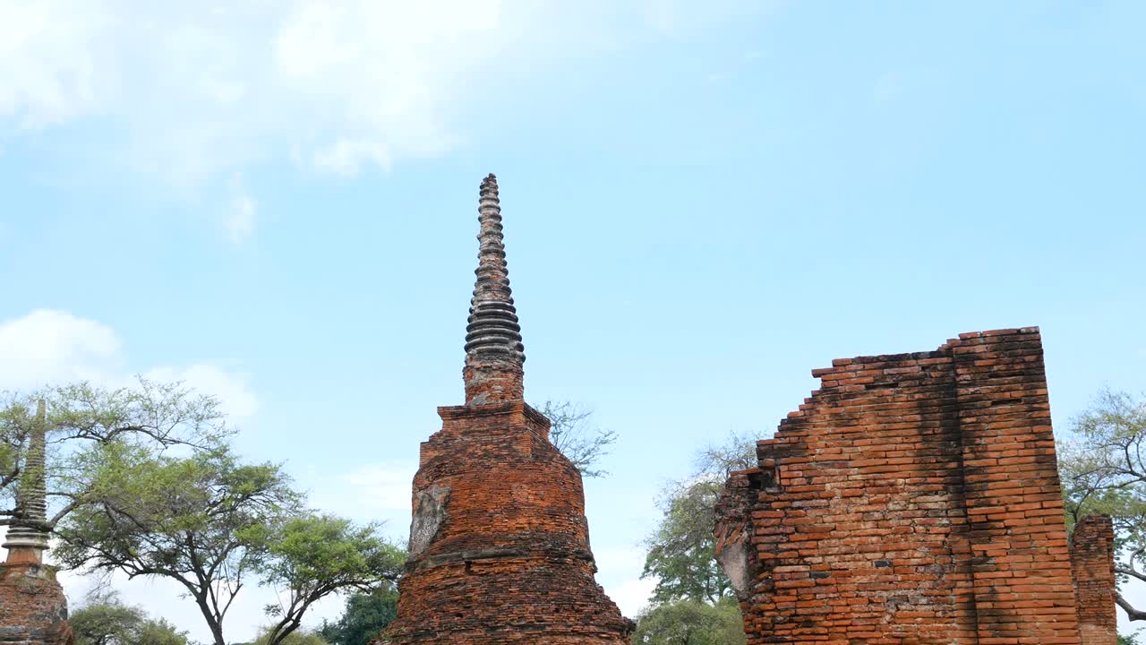 Ayutthayan temppelin rauniot, Wat Maha That Ayutthaya maailmanperintökohteena, Thaimaa. Ayutthayan historiallinen puisto.