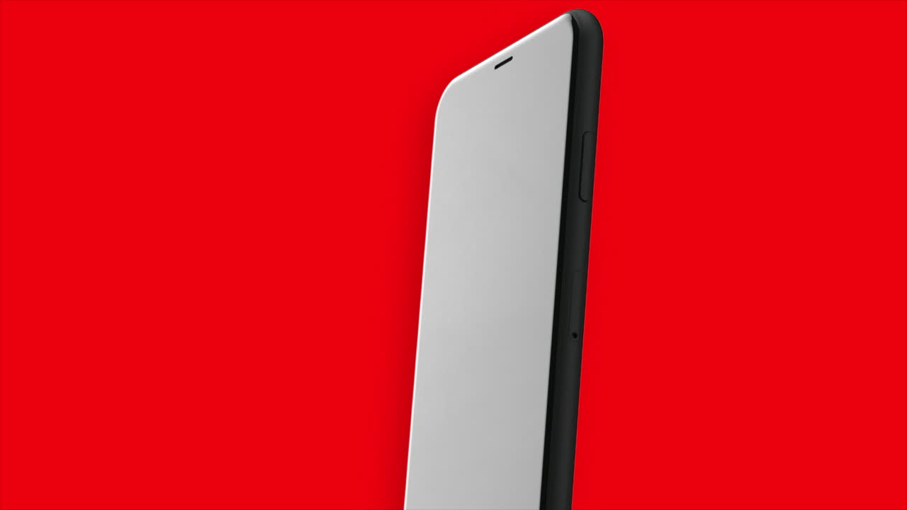 Mockup di smartphone nero su sfondo rosso