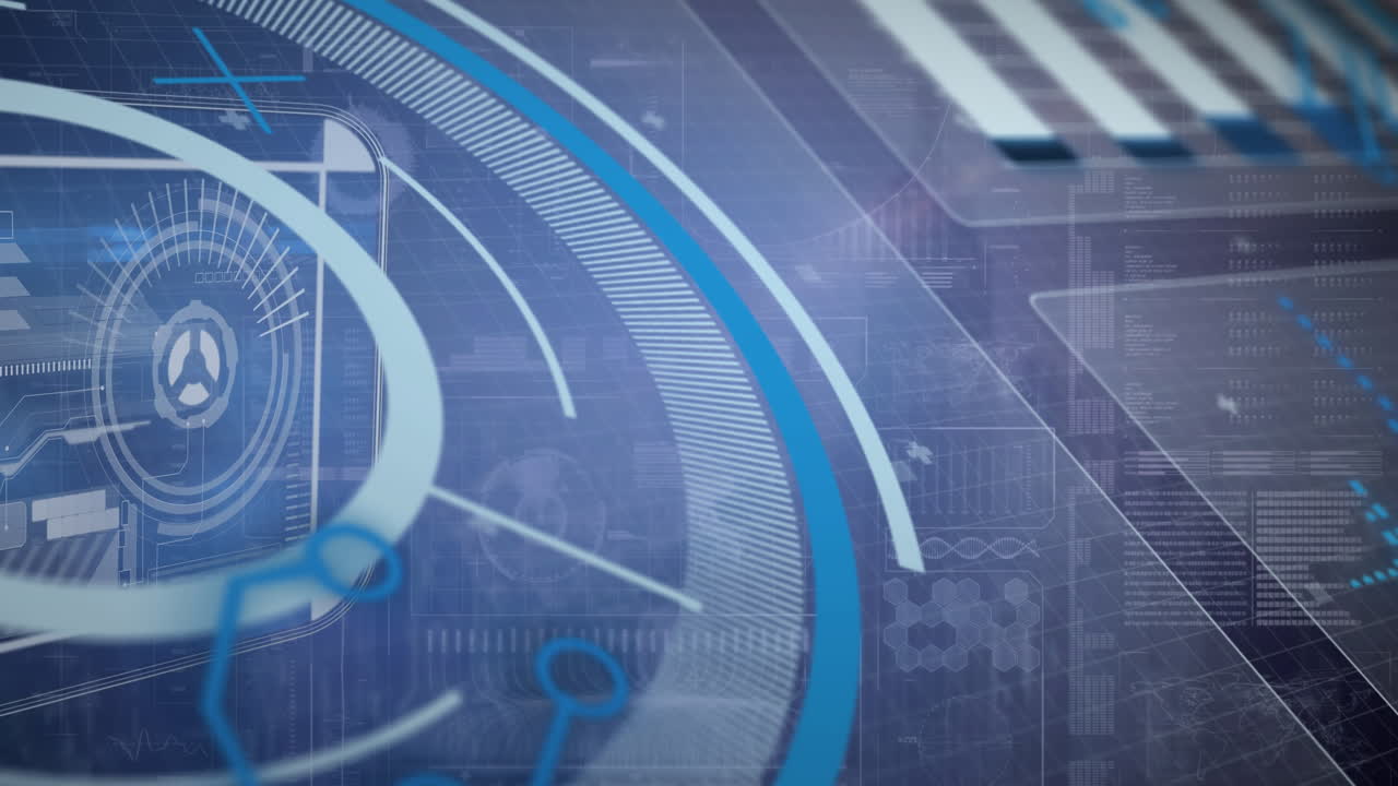 Animation of scopes scanning and data processing over digital screen