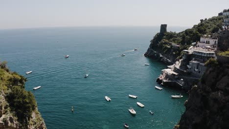 drone shot flying over italy's tyrrhenian sea on a sunny day