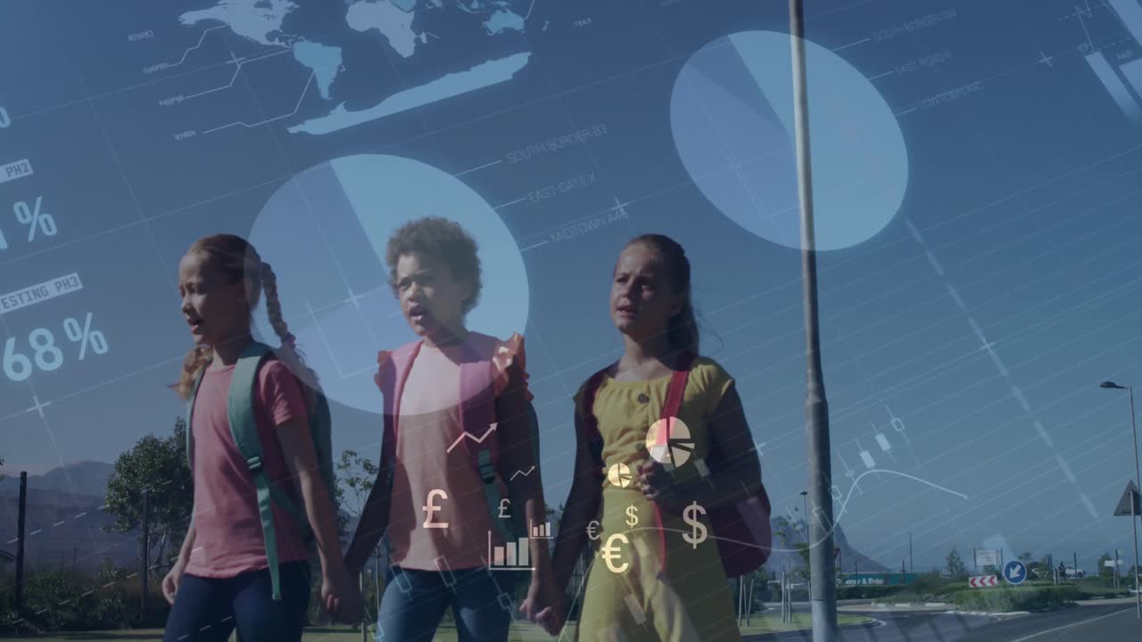 Animation of financial data processing over diverse school children