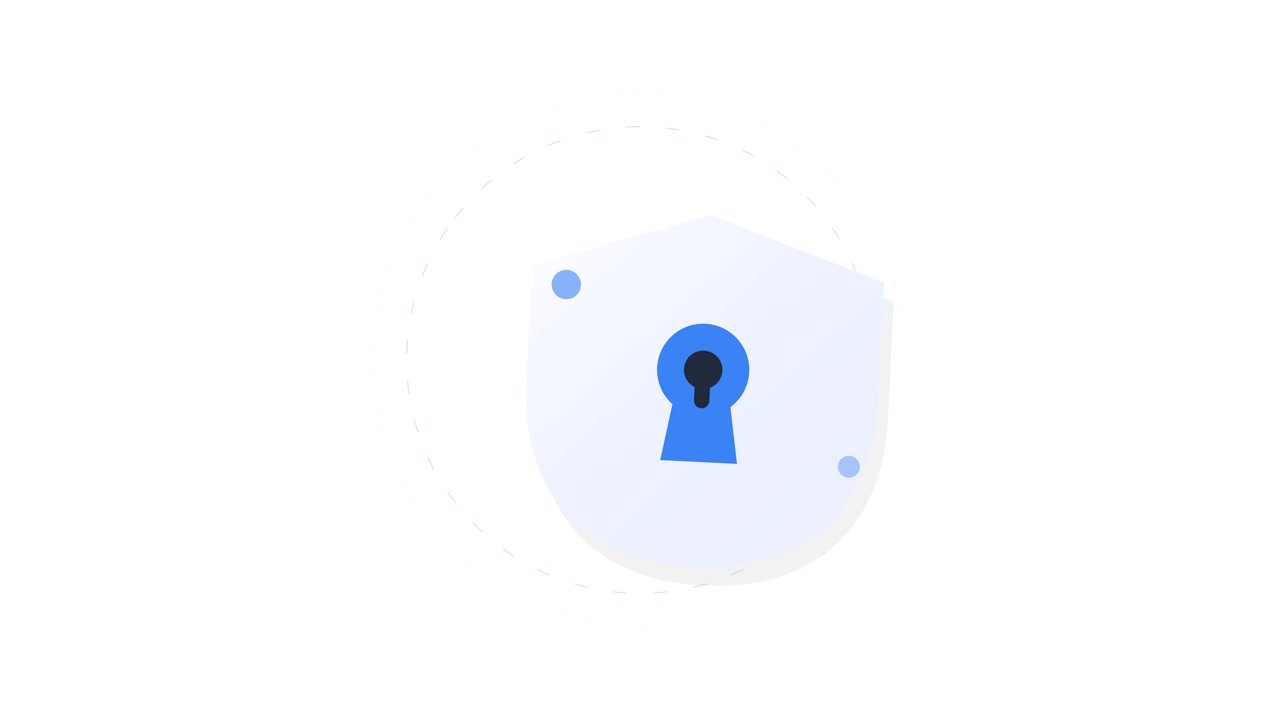 Icona animata dello scudo con buco della serratura, simbolo della cybersecurity