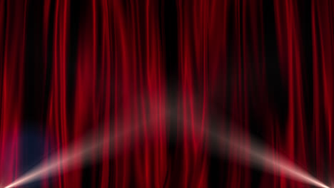 red stage curtain with spotlights