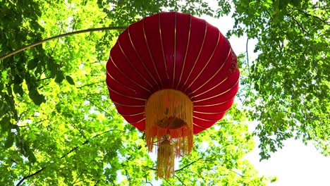 chinese lantern in a green park. 4k.