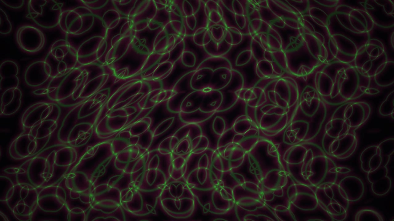 Seamless Loop of Abstract Green Neon Shapes Morphing on Dark Background