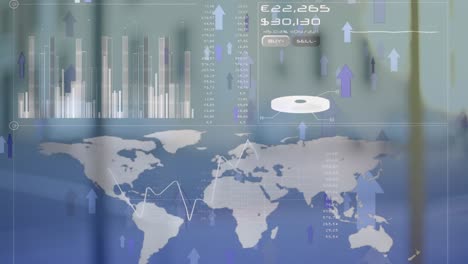 animación del procesamiento de datos financieros sobre el tráfico por carretera