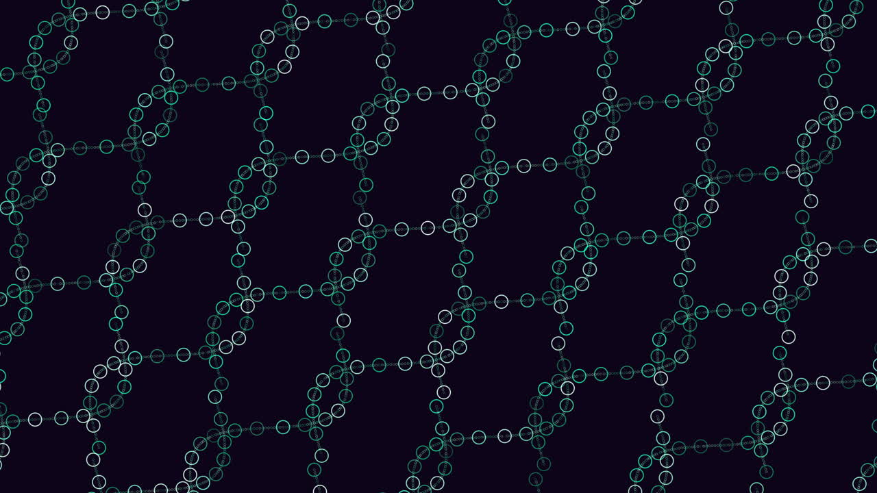 Neon futuristic rings and waves pattern on dark space