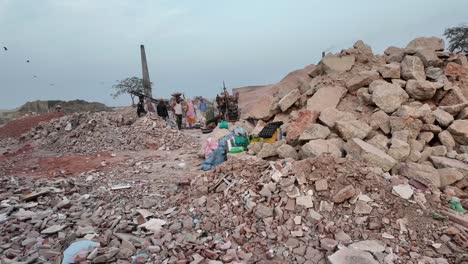 demolition site with workers