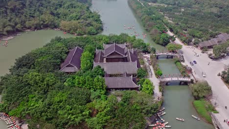 this aerial footage captures the serene beauty of tam coc, north vietnam