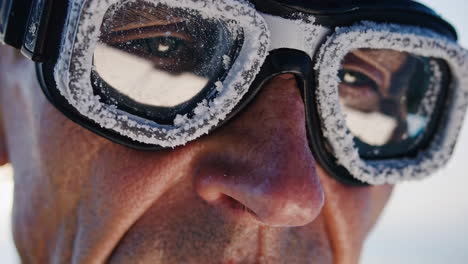 frozen ski goggles