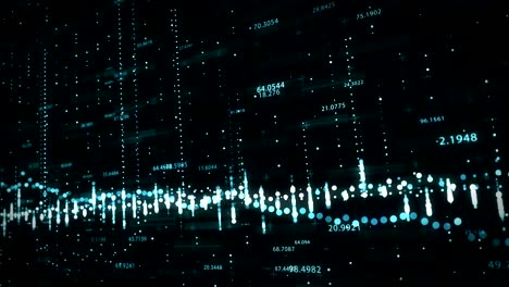 abstract background with floating graph flowing counters of numbers and equalizer