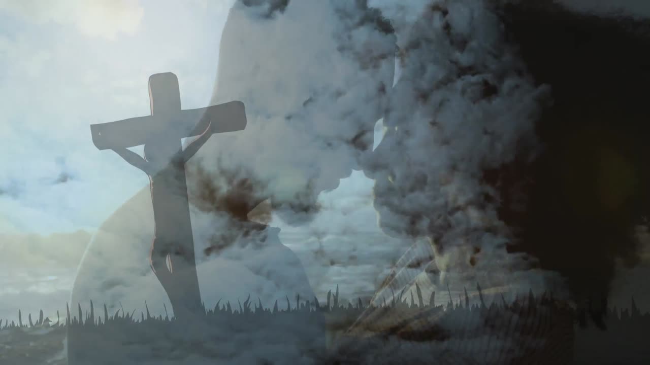 사랑 에 빠진 부부 를 가로지르는 그리스도인 십자가 의 애니메이션