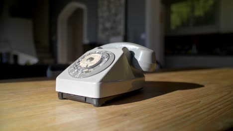 old telephone on table