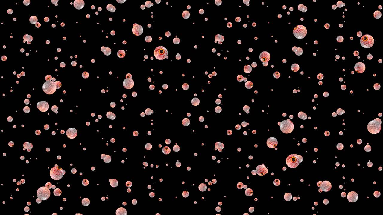 Floating Eyes and White Dots on Black Background