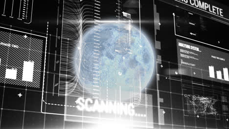 Animación-Del-Planeta-Tierra-Con-Escaneo-De-Alcance-Y-Procesamiento-De-Datos-En-Pantalla.