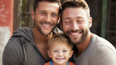 happy gay couple with child