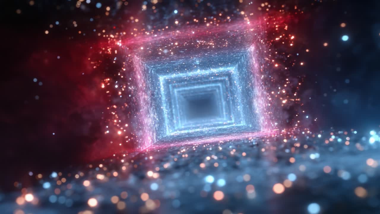 A Stunning Visual Journey Through a Dynamic Tunnel of Light and Color, Exploring the Depths of Cosmic Space with Shimmering Particles and Vibrant Energy Pulses