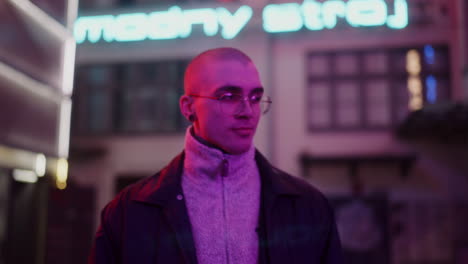 man in neon lights
