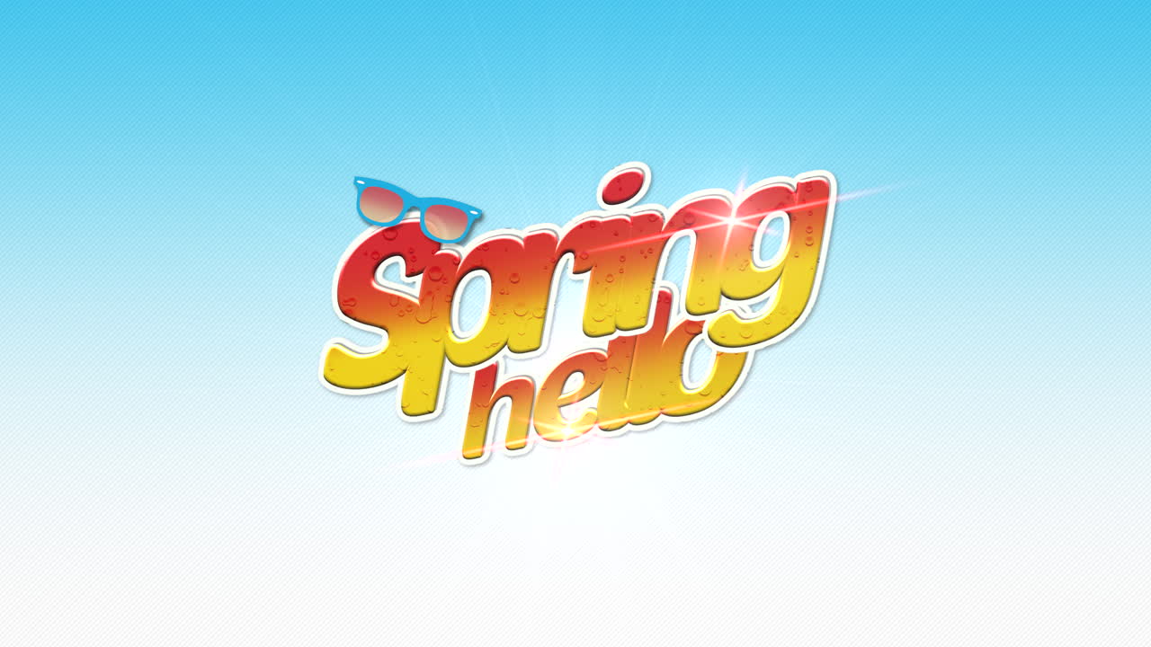 Hello Spring with sun glasses in blue sly