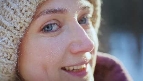 woman with snow on face
