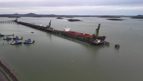 aerial approaches coal shipping terminal at gladstone qld australia