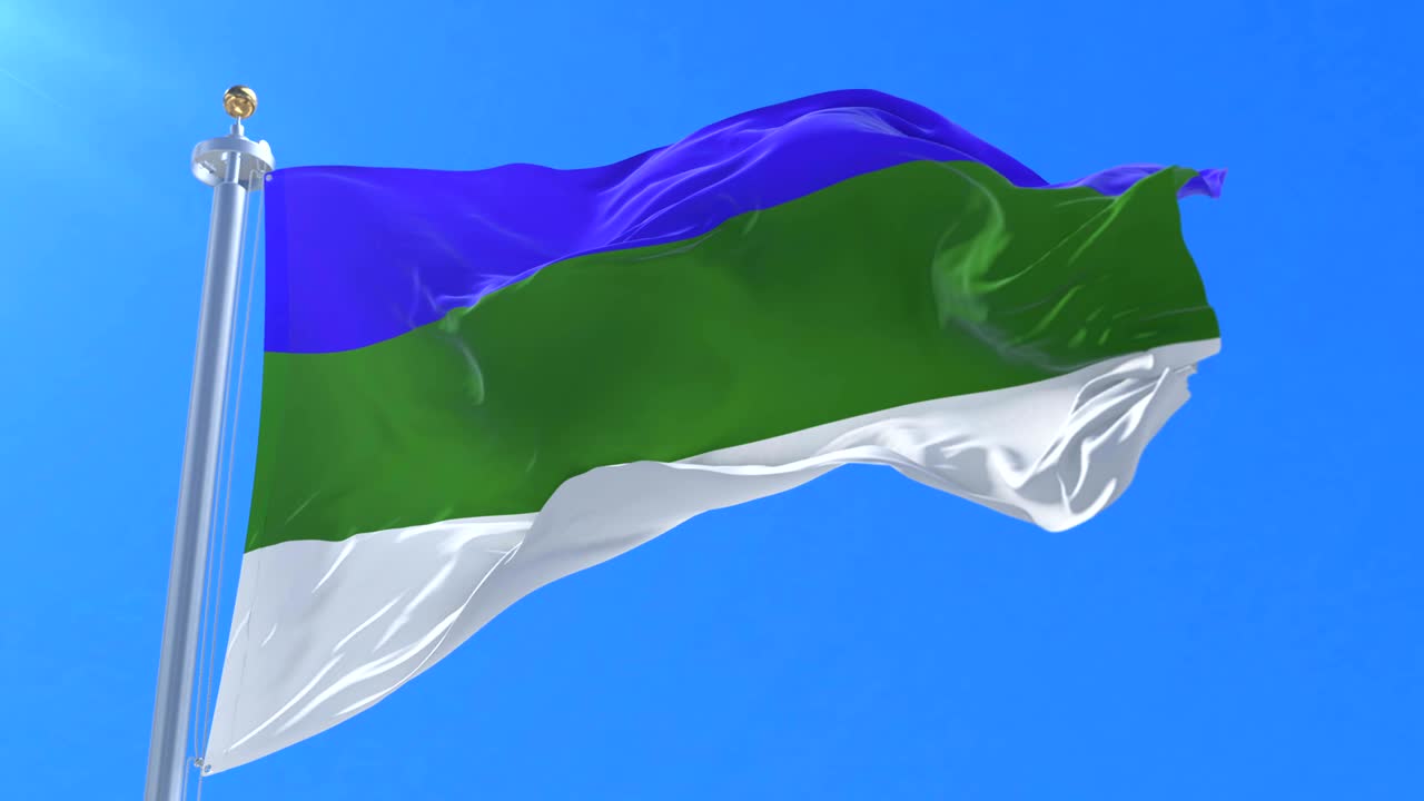 코미 공화국의 발이 바람에 흔들리고 푸른 하늘이 느리고 루프로