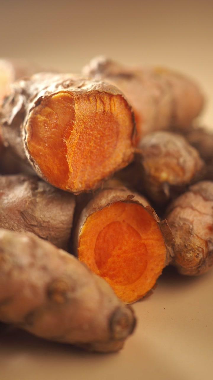 Fresh Turmeric Roots with Vibrant Orange Interior