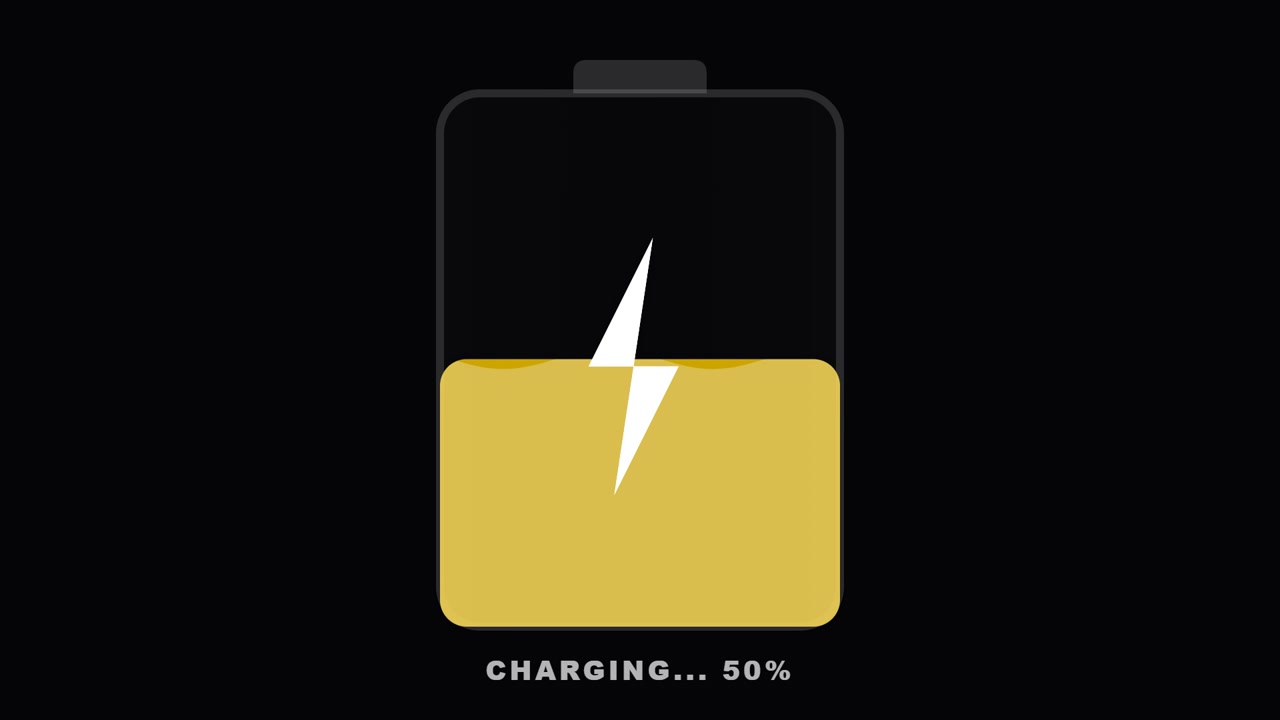 Digital Battery Charging Animation with Percentage Counter