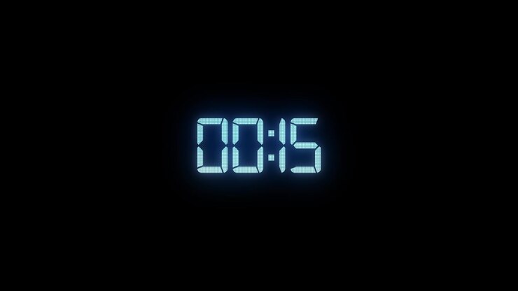 Cyan digital clock display visual with bright timer digits soft glow and clean dark interface