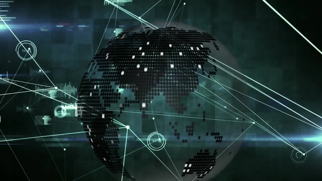 Animation of network of connections with globe