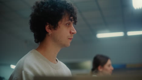man concentrating in an office