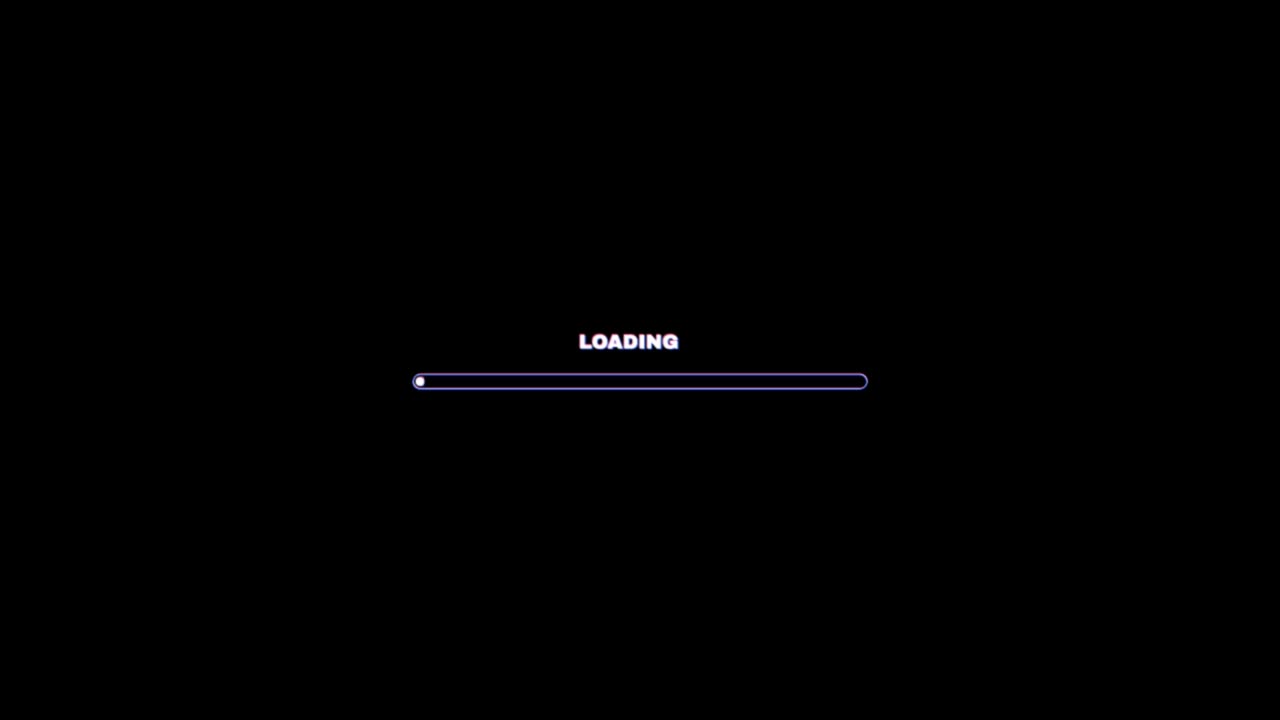 색 로딩 바가 검은색 배경에 고립되어 있습니다.