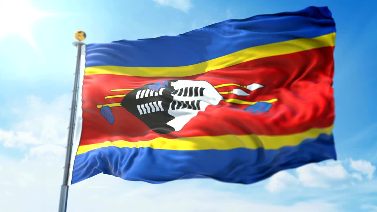 스와질랜드 발의 3d 렌더링 영상 (swaziland flag seamless looping 3d rendering video)