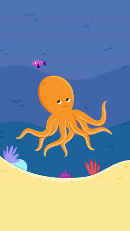 el bonito pulpo de dibujos animados en el océano