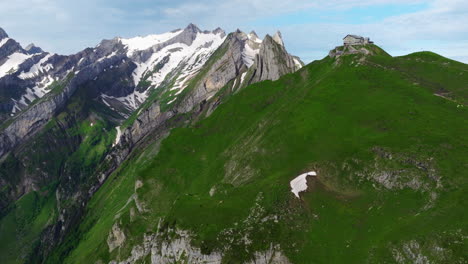 schafler mountain hut above schafler ridge in appenzellerland, switzerland