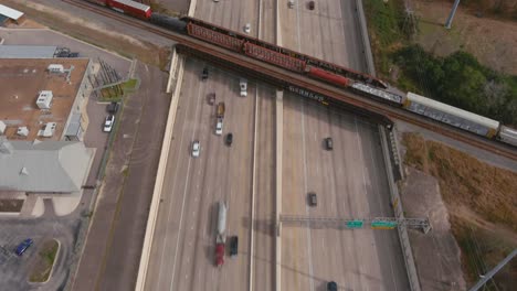 establishing shot of cars on i-10 west freeway in houston, texas