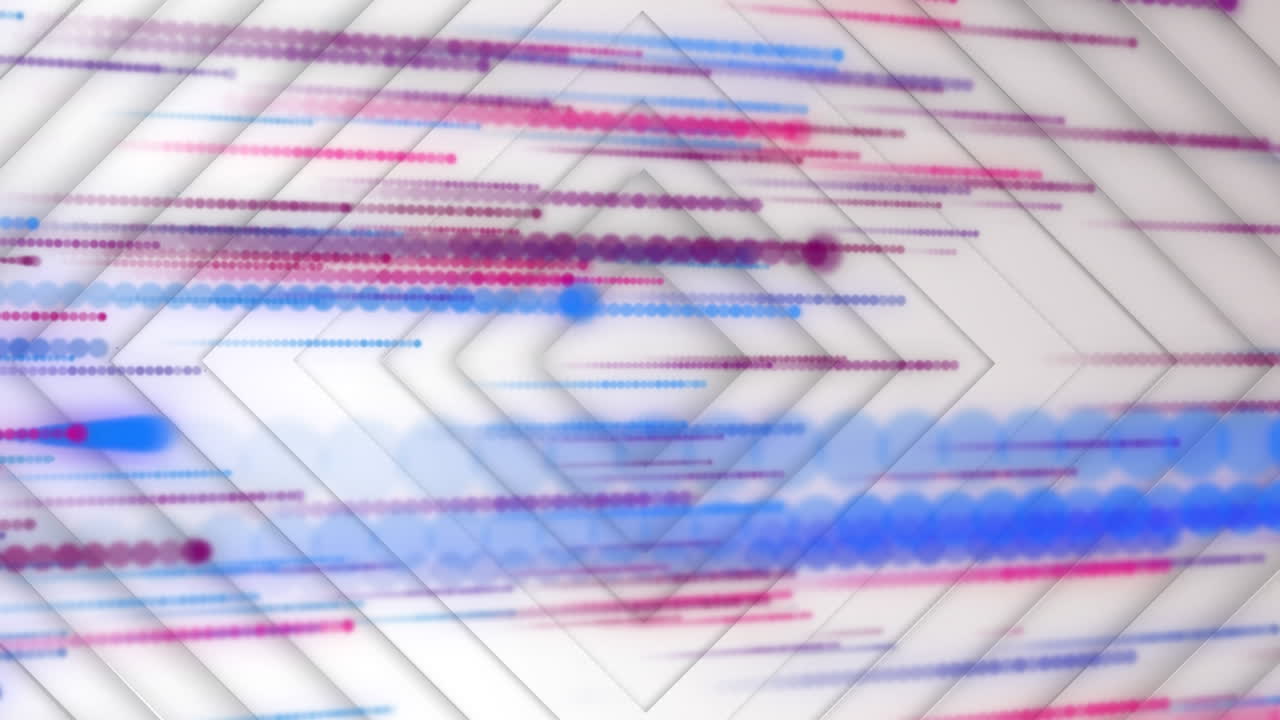 animación de puntos y formas en movimiento sobre fondo blanco