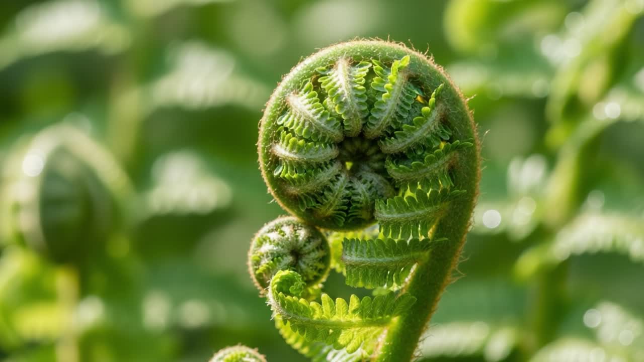 Captivating Close-Up of Fern Unfurling Fiddlehead, Showcasing Lush Greenery and Intricate Patterns in Nature's Artwork of New Growth