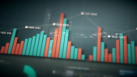 Business-Börse,-Handel,-Infografik-Mit-Animierten-Grafiken,-Diagrammen-Und-Datenzahlen-Insight-Analyse,-Die-Auf-Dem-Monitorbildschirm-Für-Business-Meeting-Mock-up-Themen-Angezeigt-Werden