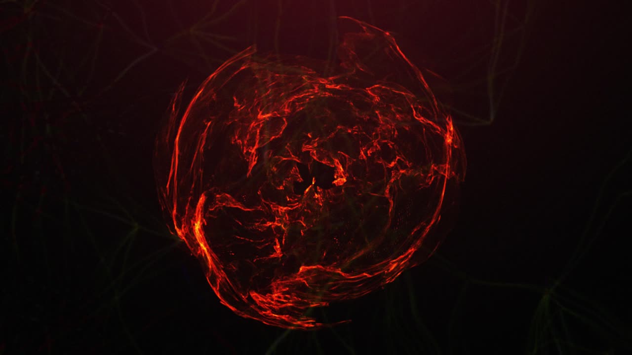 bola de fuego energética girando en el espacio negro - energía atómica