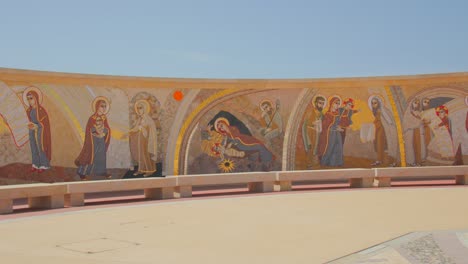 panoramic view of religious frescos, mosaic painting in basilica of the national shrine of the blessed virgin of ta' pinu in gharb, malta