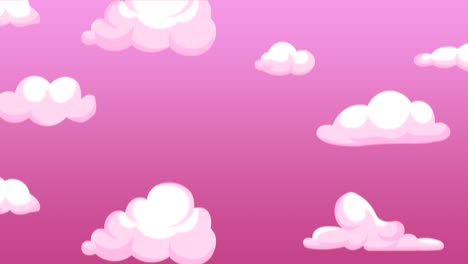 animación nubes rosadas esponjosas y cielo moviéndose de abajo hacia arriba