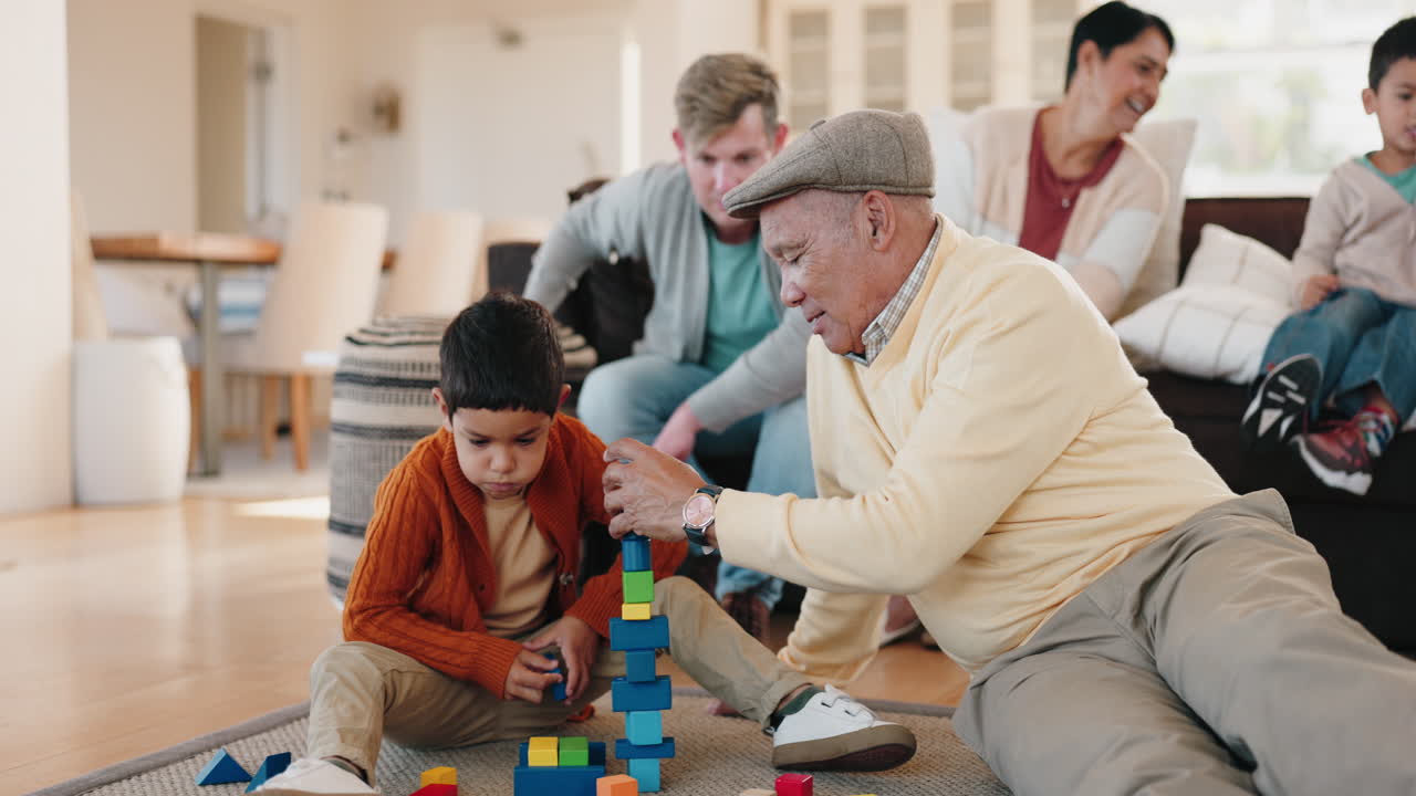 Blocchi, famiglia e gioco in soggiorno