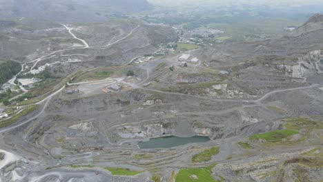 Old-Slate-quarry-Blaenau-Ffestiniog-Gwynedd,-Wales-aerial-4K-footage