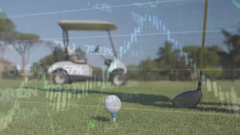 animation of statistics and financial data processing over golf course