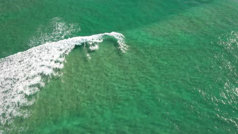 aerai view over pristine, crystal clear water and vertical panning towards north stradboke island beaches in queensland, australia