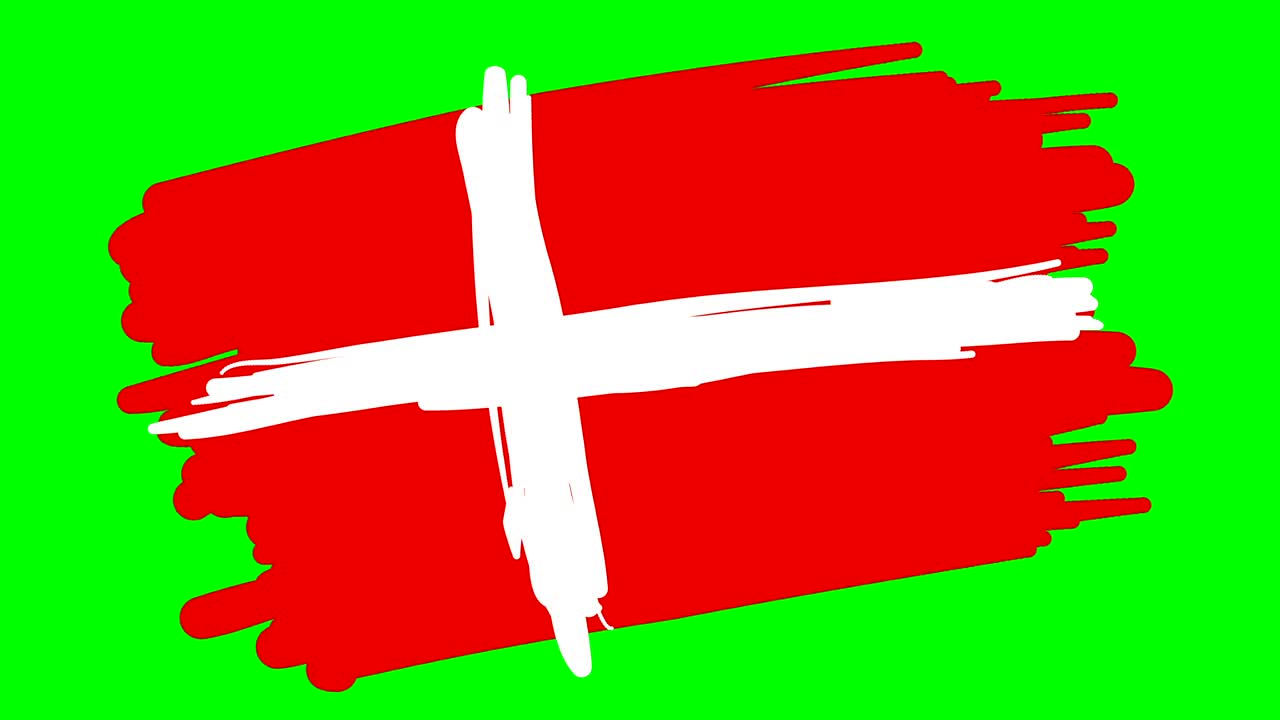 덴마크 발을 녹색 스크린으로 분리된 화이트보드에 그린 그림