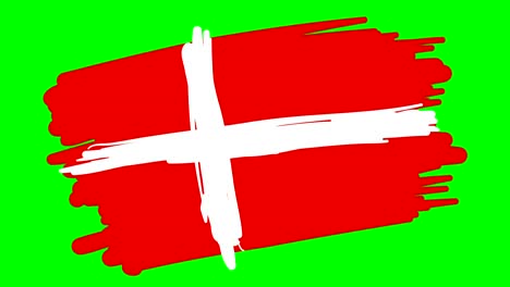 denmark flag drawing on green screen isolated whiteboard